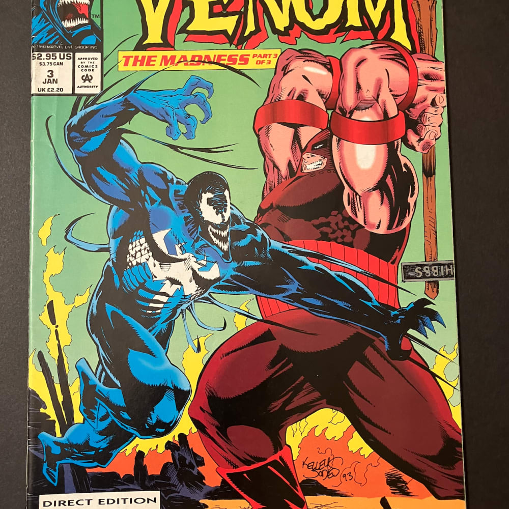 Venom The Madness Issue 3 Comic Book Marvel 1993 Venom vs Juggernaut